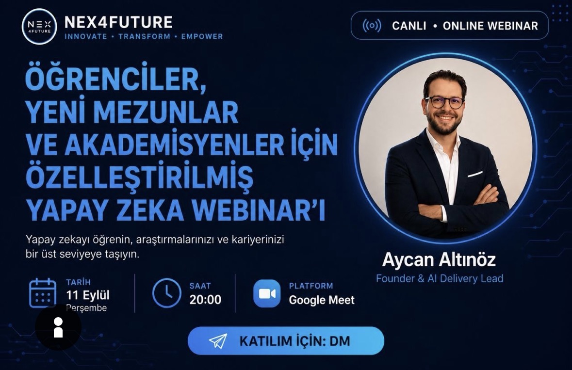 Öğrenciler, yeni mezunlar ve akademisyenler için yapay zeka webinarı duyurusu