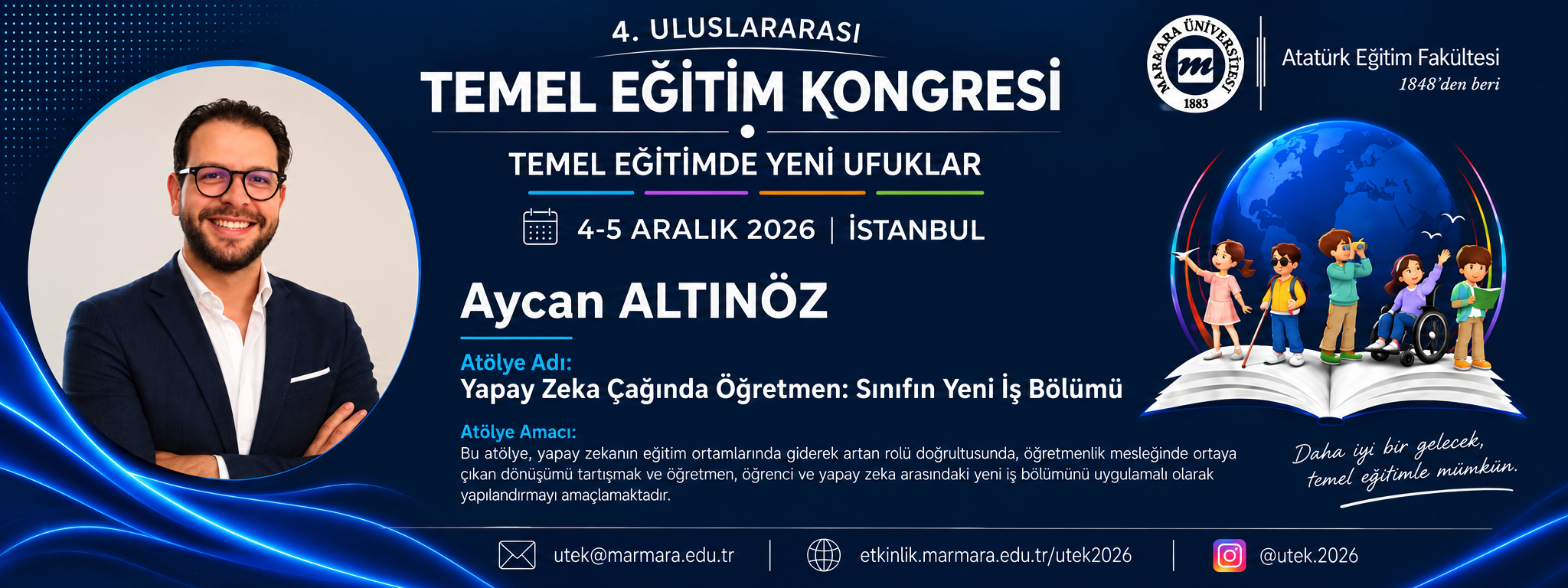 4. Uluslararası Temel Eğitim Kongresi duyurusu ve Aycan Altınöz atölye bilgileri